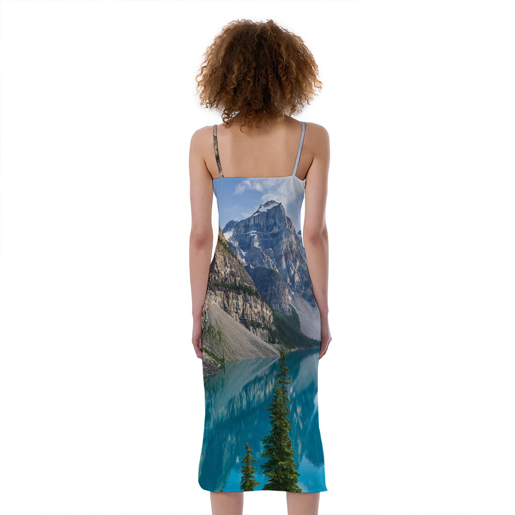Rocky Mountain Print Slim Fit Midi Cami Dress