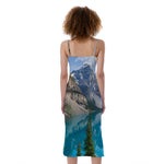 Rocky Mountain Print Slim Fit Midi Cami Dress