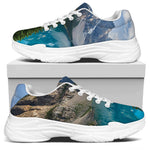 Rocky Mountain Print White Chunky Shoes
