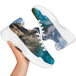 Rocky Mountain Print White Chunky Shoes