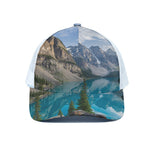 Rocky Mountain Print White Mesh Trucker Cap