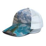 Rocky Mountain Print White Mesh Trucker Cap