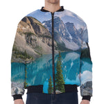 Rocky Mountain Print Zip Sleeve Bomber Jacket
