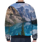 Rocky Mountain Print Zip Sleeve Bomber Jacket