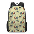 Rooster And Flower Pattern Print 17 Inch Backpack