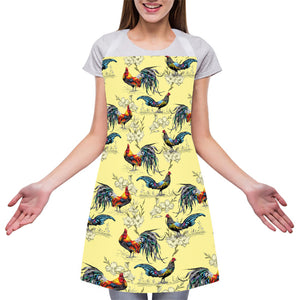 Rooster And Flower Pattern Print Adjustable Apron