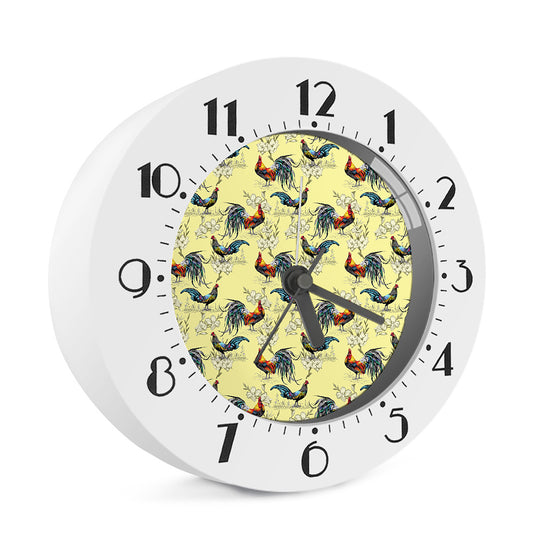 Rooster And Flower Pattern Print Alarm Clock