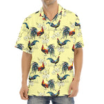 Rooster And Flower Pattern Print Aloha Shirt
