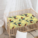 Rooster And Flower Pattern Print Baby Crib Sheet