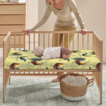 Rooster And Flower Pattern Print Baby Crib Sheet