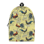 Rooster And Flower Pattern Print Backpack