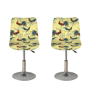 Rooster And Flower Pattern Print Bar Stool Covers