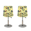 Rooster And Flower Pattern Print Bar Stool Covers