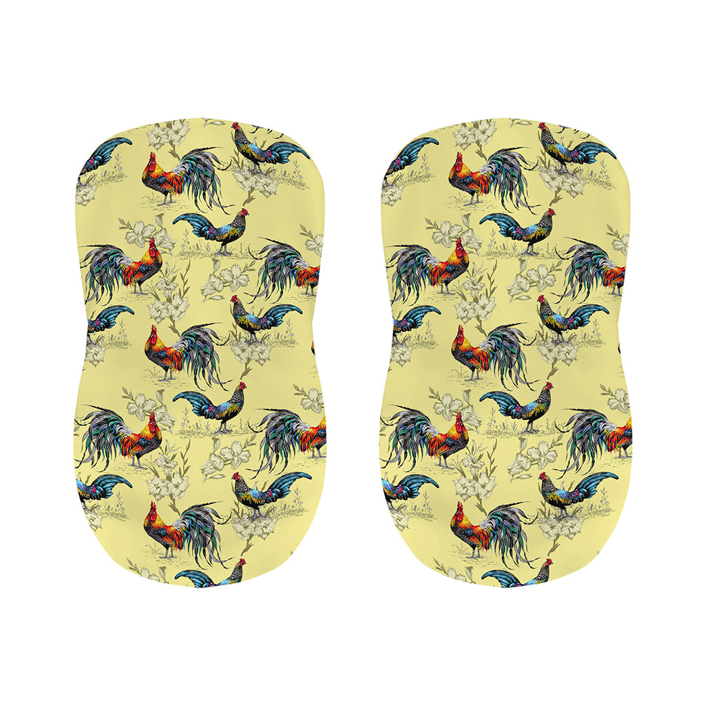 Rooster And Flower Pattern Print Bar Stool Covers