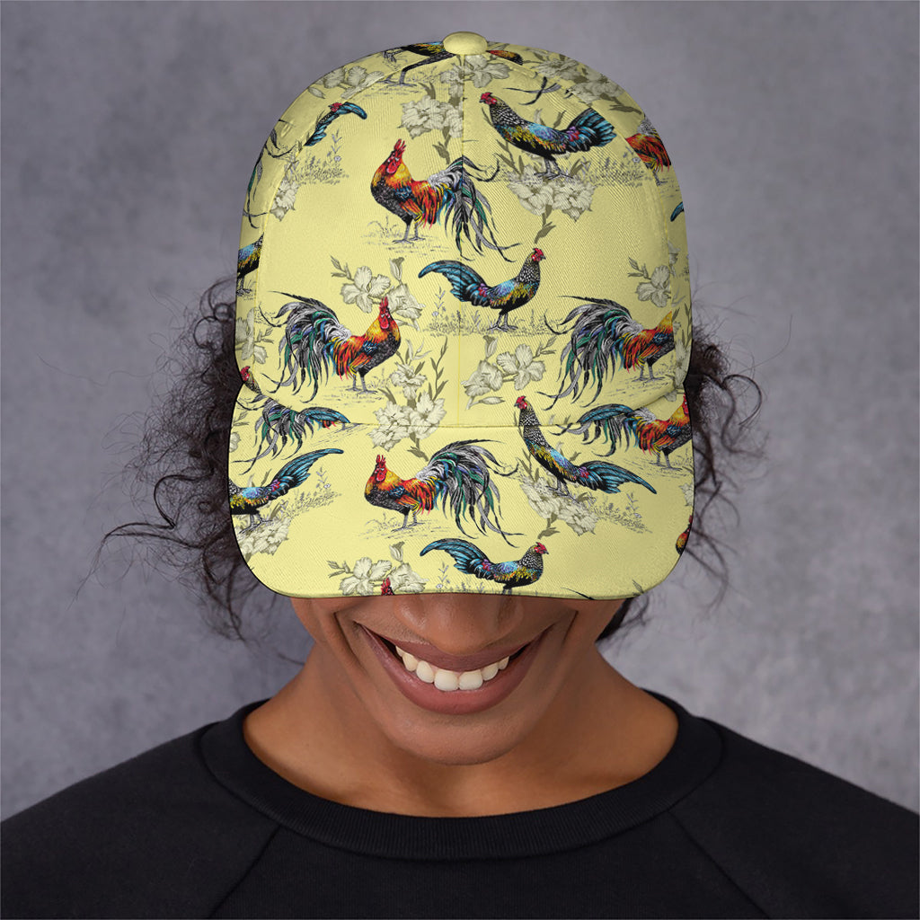 Rooster And Flower Pattern Print Baseball Cap