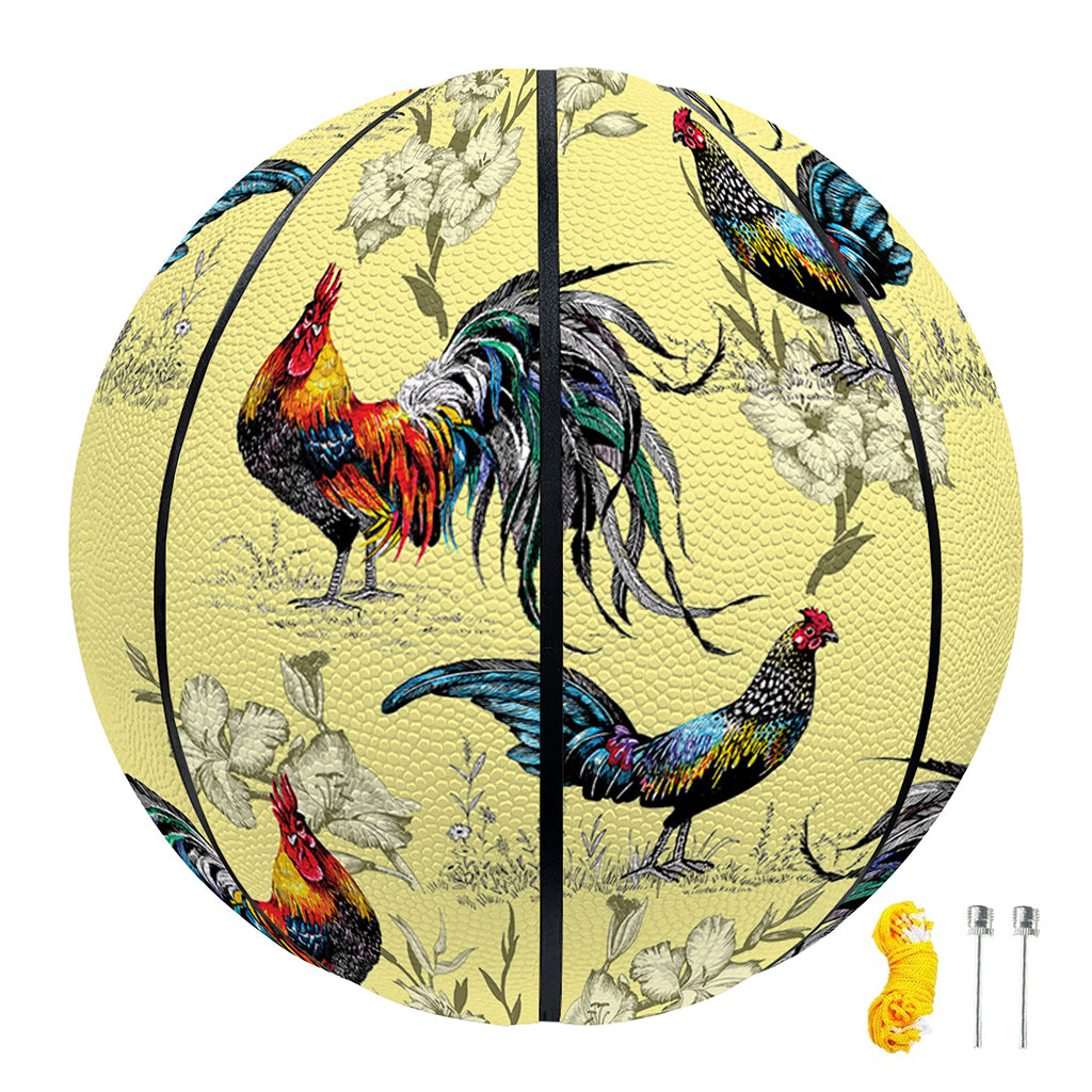 Rooster And Flower Pattern Print Basketball