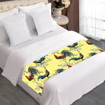 Rooster And Flower Pattern Print Bed Runner