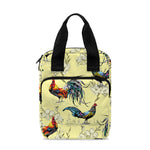 Rooster And Flower Pattern Print Bible Tote Bag