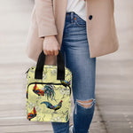 Rooster And Flower Pattern Print Bible Tote Bag