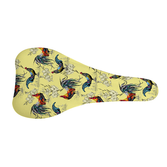 Rooster And Flower Pattern Print Bicycle Seat Cover