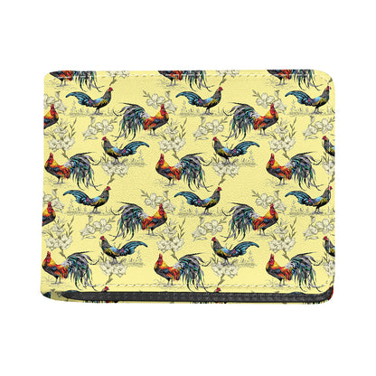 Rooster And Flower Pattern Print Bifold Wallet