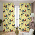 Rooster And Flower Pattern Print Dimout Pencil Pleat Curtains