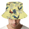 Rooster And Flower Pattern Print Bucket Hat