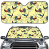 Rooster And Flower Pattern Print Car Windshield Sun Shade