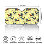 Rooster And Flower Pattern Print Car Windshield Sun Shade