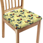 Rooster And Flower Pattern Print Chair Cushion Cover
