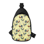 Rooster And Flower Pattern Print Chest Bag