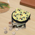 Rooster And Flower Pattern Print Coin Purse