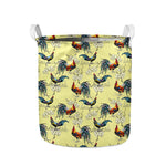 Rooster And Flower Pattern Print Collapsible Laundry Basket
