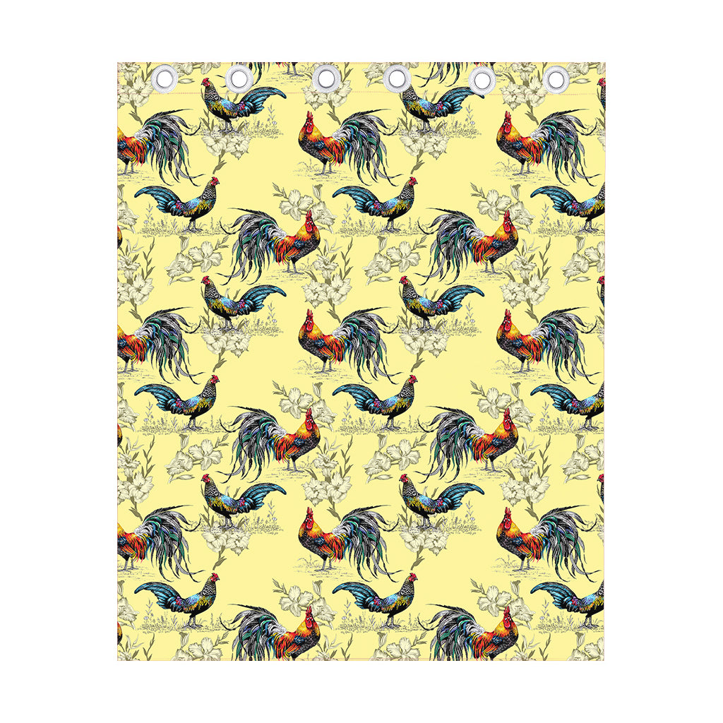 Rooster And Flower Pattern Print Curtain
