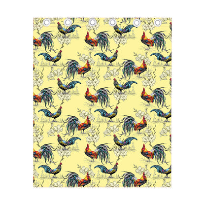 Rooster And Flower Pattern Print Curtain