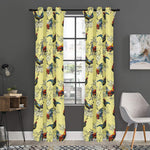 Rooster And Flower Pattern Print Curtain