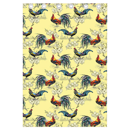 Rooster And Flower Pattern Print Curtain