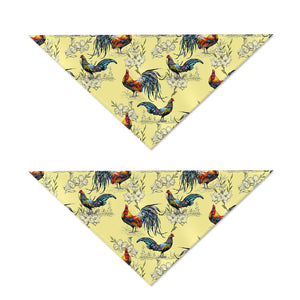 Rooster And Flower Pattern Print Dog Bandana