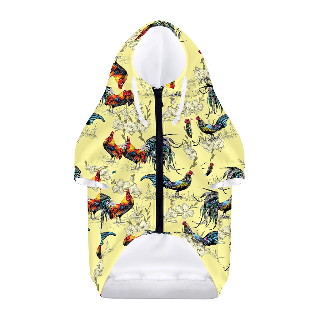 Rooster And Flower Pattern Print Dog Zip Up Hoodie