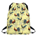 Rooster And Flower Pattern Print Drawstring Backpack