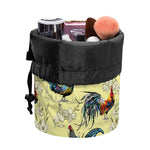 Rooster And Flower Pattern Print Drawstring Makeup Bag