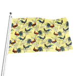 Rooster And Flower Pattern Print Flag