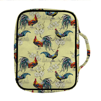 Rooster And Flower Pattern Print Front Pocket Bible Bag