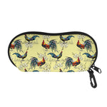 Rooster And Flower Pattern Print Glasses Case