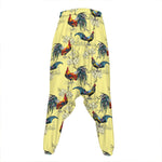 Rooster And Flower Pattern Print Hammer Pants