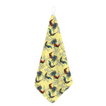 Rooster And Flower Pattern Print Hand Towel