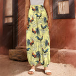 Rooster And Flower Pattern Print Harem Pants