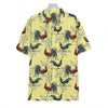 Rooster And Flower Pattern Print Hawaiian Shirt