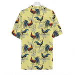 Rooster And Flower Pattern Print Hawaiian Shirt