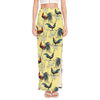 Rooster And Flower Pattern Print High Slit Maxi Skirt